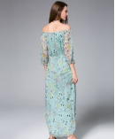 Floral-Print silk crinkle maxi dress